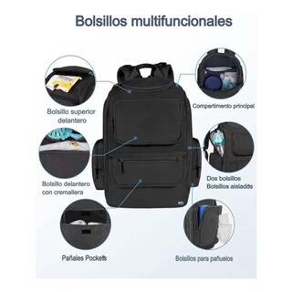 Foto 4 | Mochila Pañalera Para Bebé Impermeable Eo Safe Imports Esi-21112 Negro