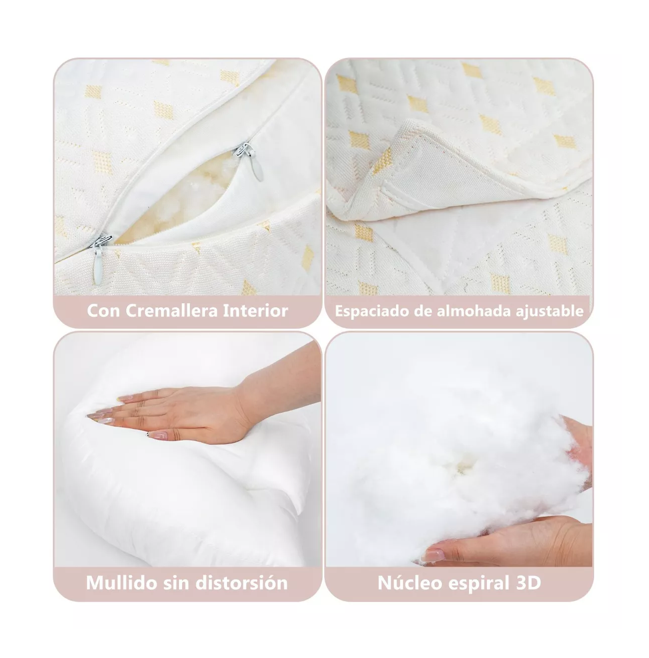 Foto 4 pulgar | Almohada De Maternidad Embarazo Lactancia Ajustable Tipo H, Color Blanco