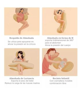 Foto 2 | Almohada De Maternidad Embarazo Lactancia Ajustable Tipo H, Color Blanco