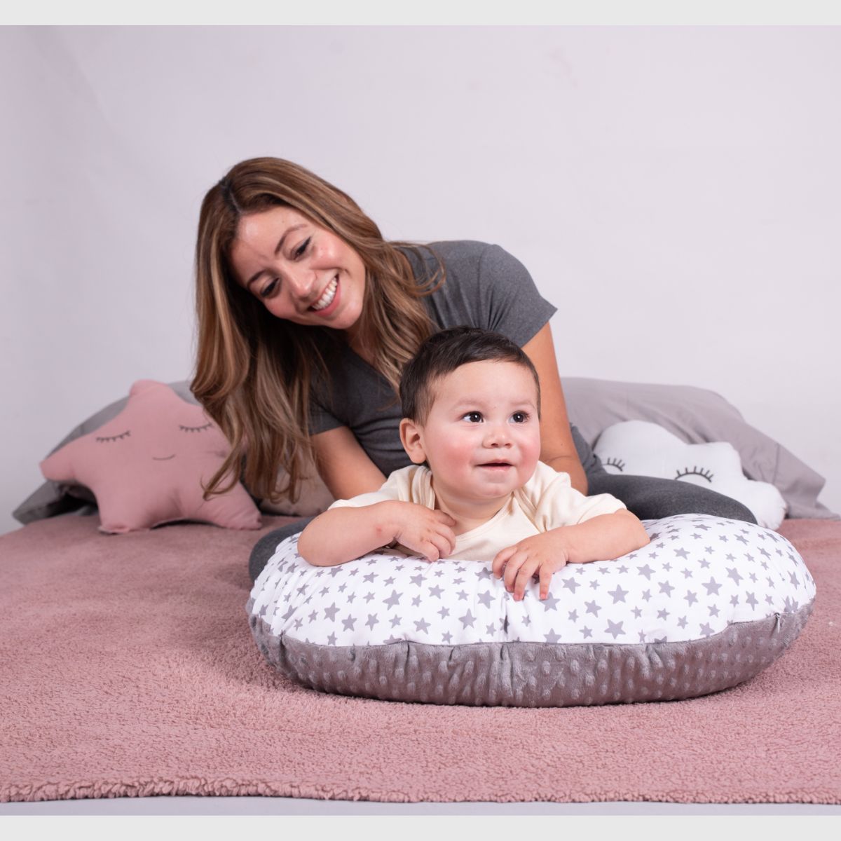 Foto 5 pulgar | Almohada Cojín Lactancia Amamantar Bebé Mãe Baby Antirreflujo Cómodo(gris Plata)premium Tela Muy Suave Hipoale