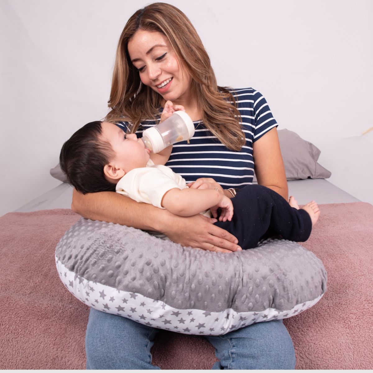 Foto 5 pulgar | Almohada Cojín Lactancia Amamantar Bebé Mãe Baby Antirreflujo Cómodo(pink Safari)premium Tela Muy Suave Hipoa