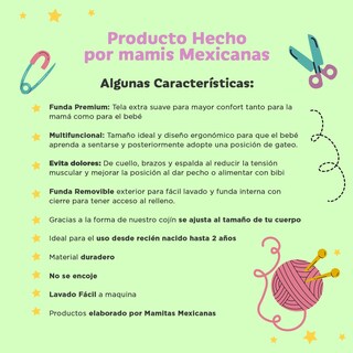 Foto 3 | Almohada Cojín Lactancia Amamantar Bebé Mãe Baby Antirreflujo Cómodo(aguacatitos)premium Tela Muy Suave Hipoa