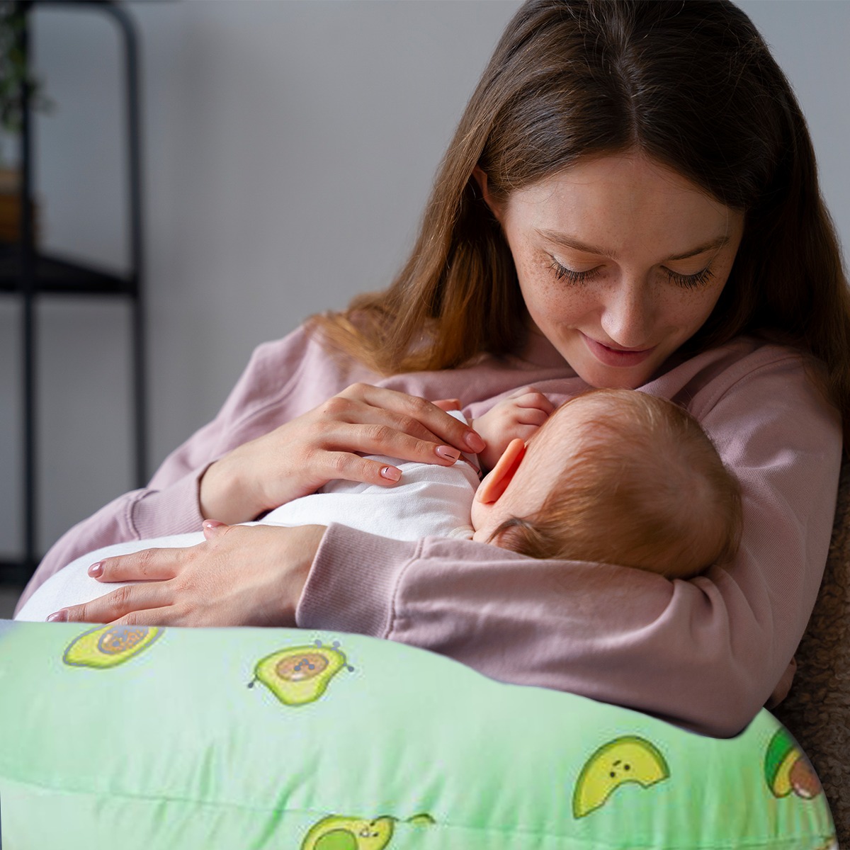 Foto 7 | Almohada Cojín Lactancia Amamantar Bebé Mãe Baby Antirreflujo Cómodo(aguacatitos)premium Tela Muy Suave Hipoa