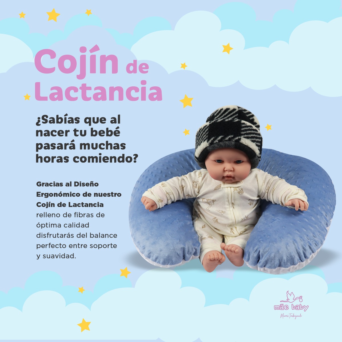 Foto 5 | Almohada Cojín Lactancia Amamantar Bebé Mãe Baby Antirreflujo Cómodo(azul)premium Tela Muy Suave Hipoalergénicas Fre
