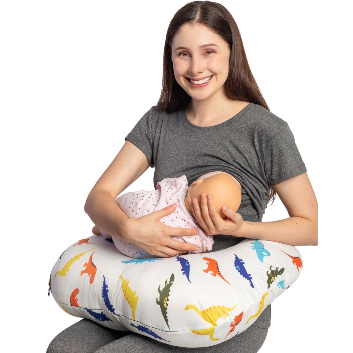Foto 7 | Almohada Cojín Lactancia Amamantar Bebé Mãe Baby Antirreflujo Cómodo(dinosaurios)premium Tela Muy Suave Hipoa