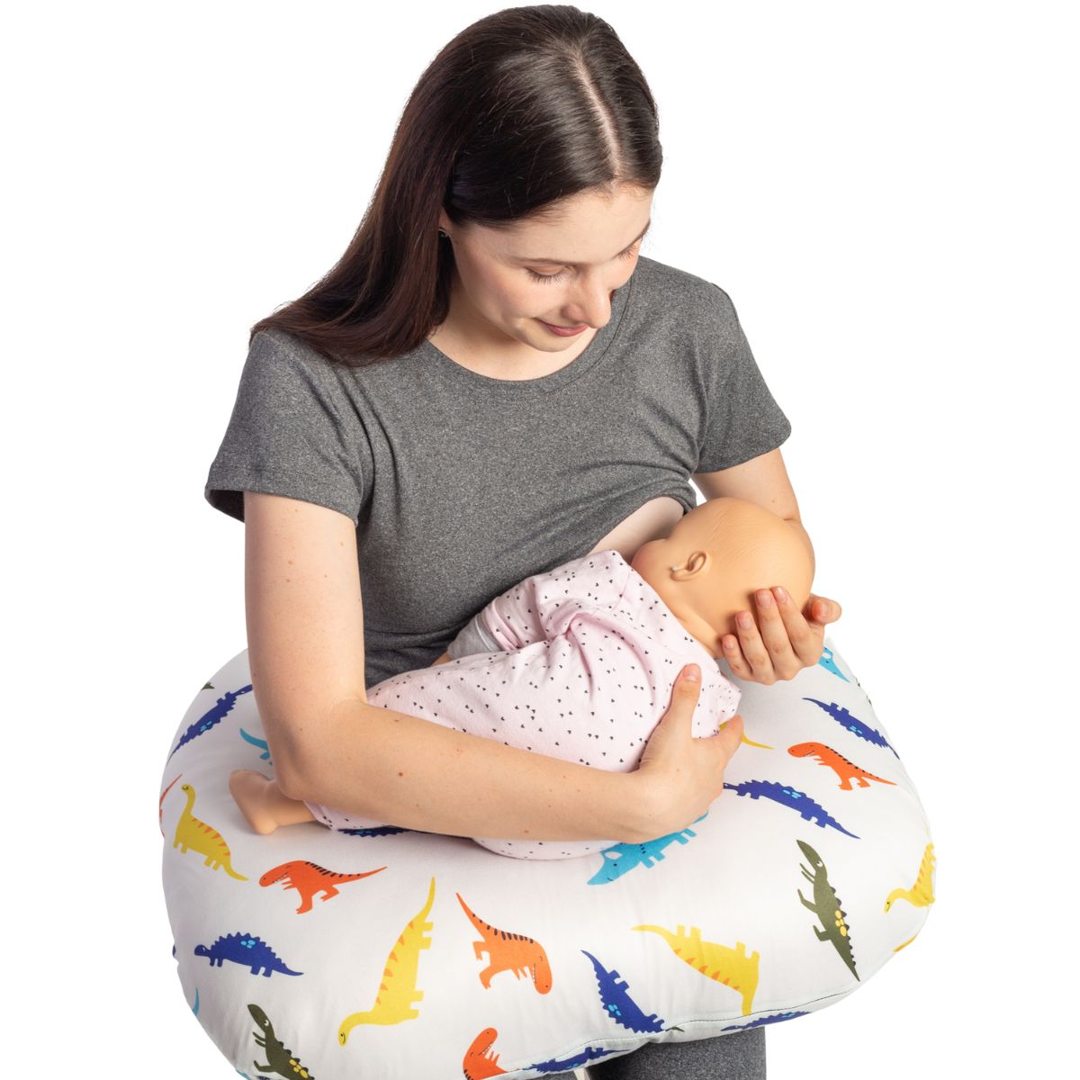 Foto 9 pulgar | Almohada Cojín Lactancia Amamantar Bebé Mãe Baby Antirreflujo Cómodo(dinosaurios)premium Tela Muy Suave Hipoa