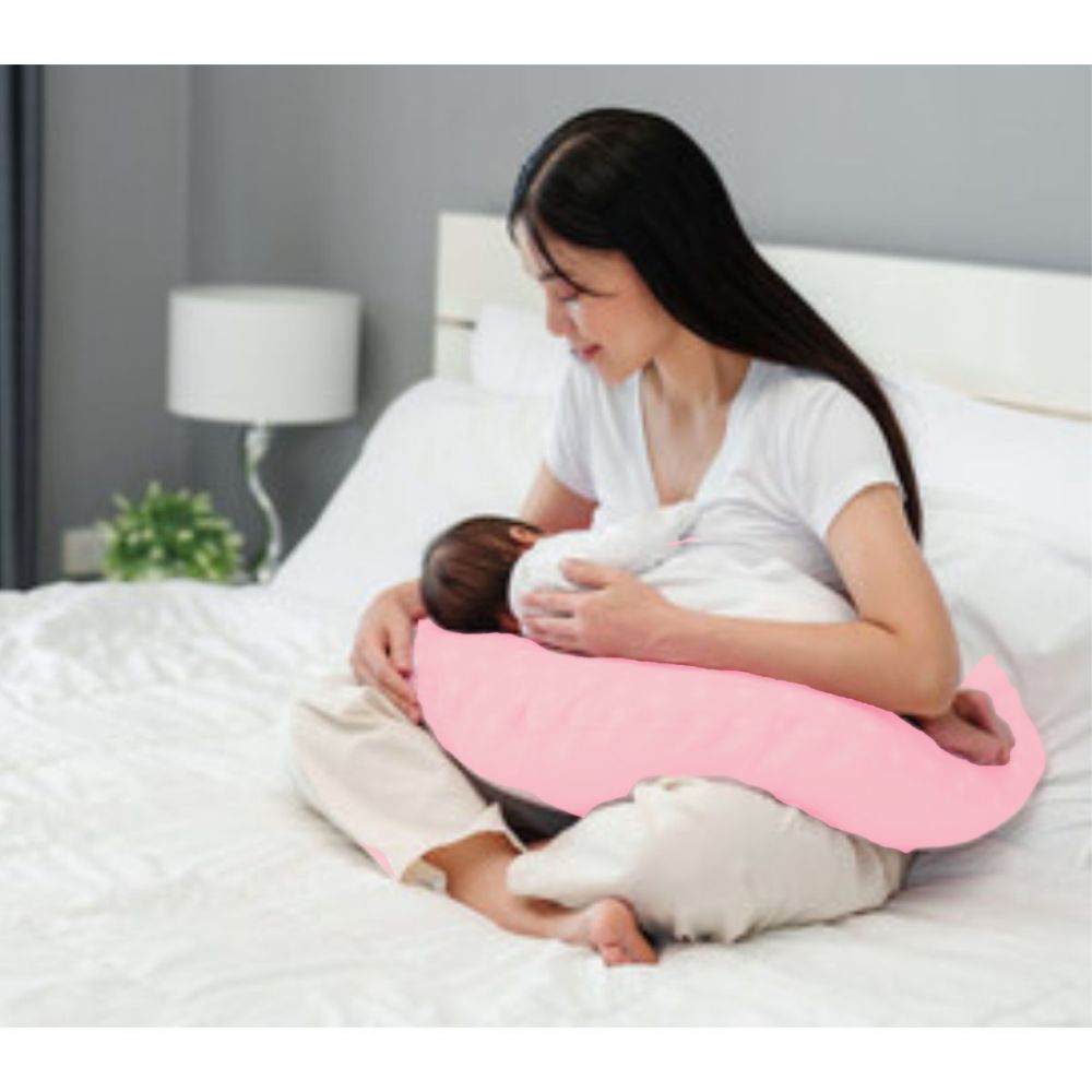 Foto 4 | Almohada Cojín Lactancia Amamantar Bebé Mãe Baby Antirreflujo Cómodo(rosa Tiras Liso)premium Tela Muy Suave Hipo