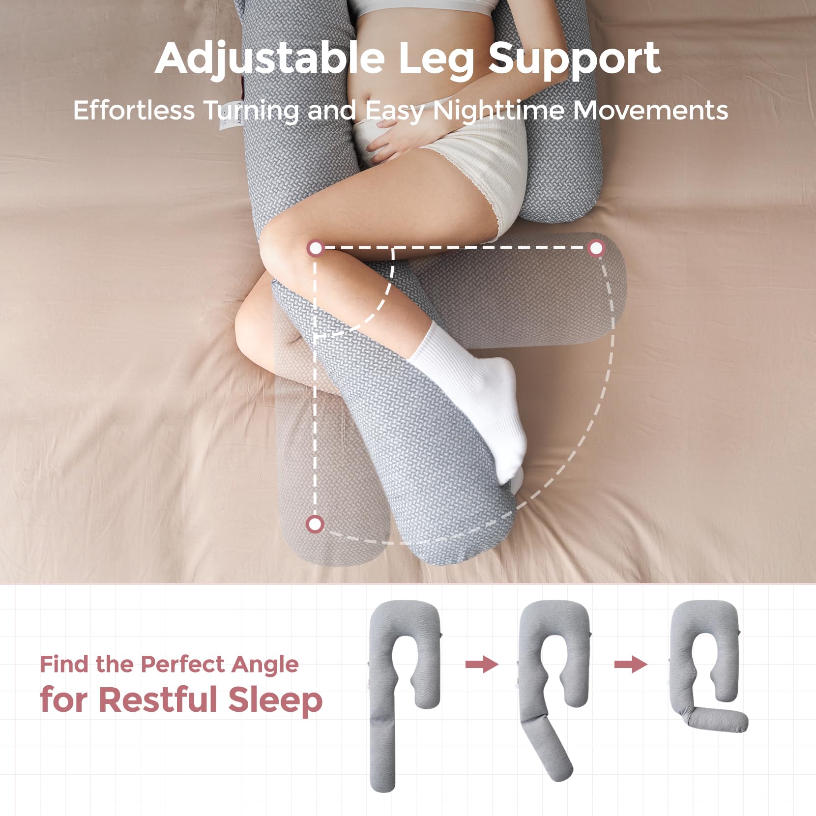 Foto 5 pulgar | Almohada De Embarazo Momcozy Dreamling U Pro Con Pierna Ajustable - Venta Internacional.