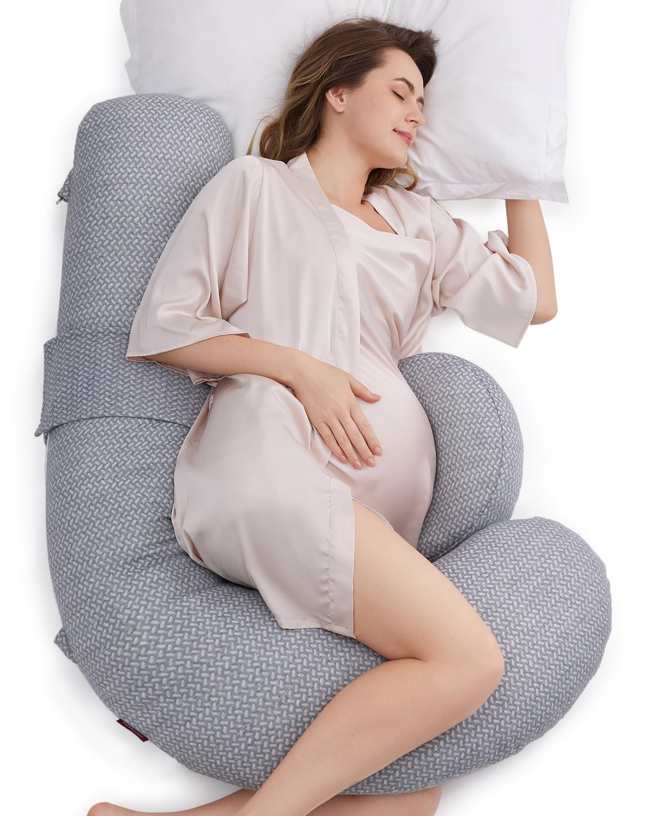 Foto 2 pulgar | Almohada De Embarazo Momcozy Original En Forma De F Con Capa De Aire Gris - Venta Internacional.