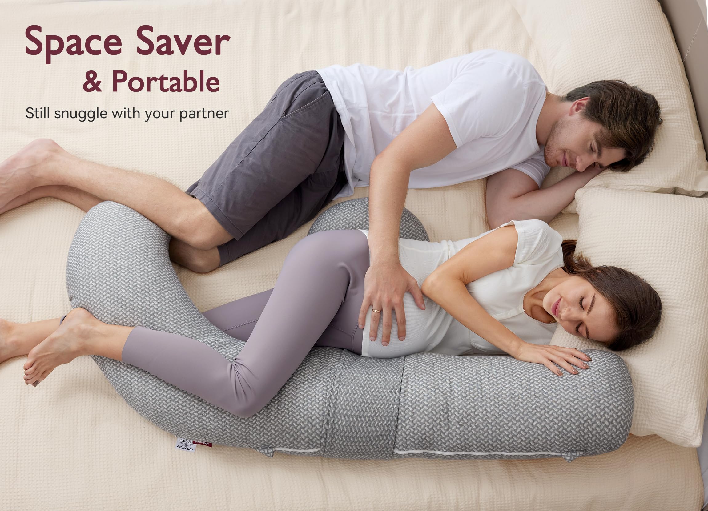 Foto 7 | Almohada De Embarazo Momcozy Original En Forma De F Con Capa De Aire Gris - Venta Internacional.