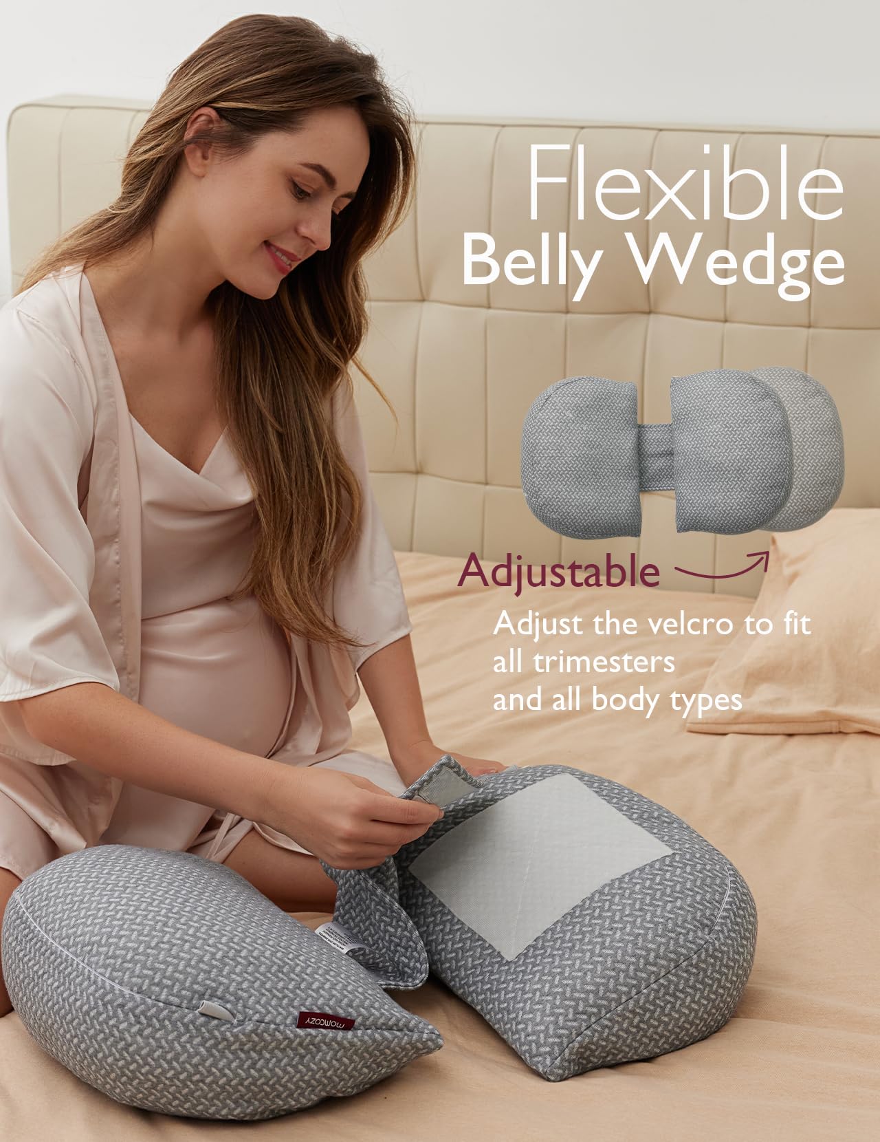 Foto 3 pulgar | Almohada De Embarazo Momcozy En Forma De W, Soporte De Maternidad, Color Gris - Venta Internacional.