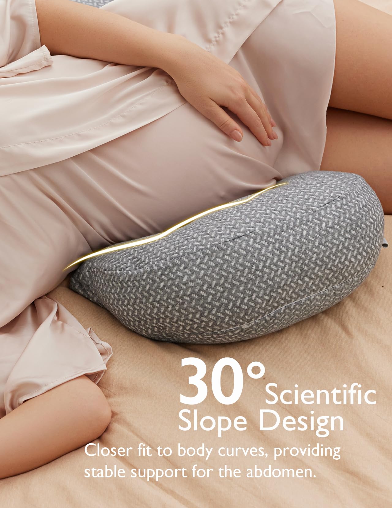 Foto 6 pulgar | Almohada De Embarazo Momcozy En Forma De W, Soporte De Maternidad, Color Gris - Venta Internacional.