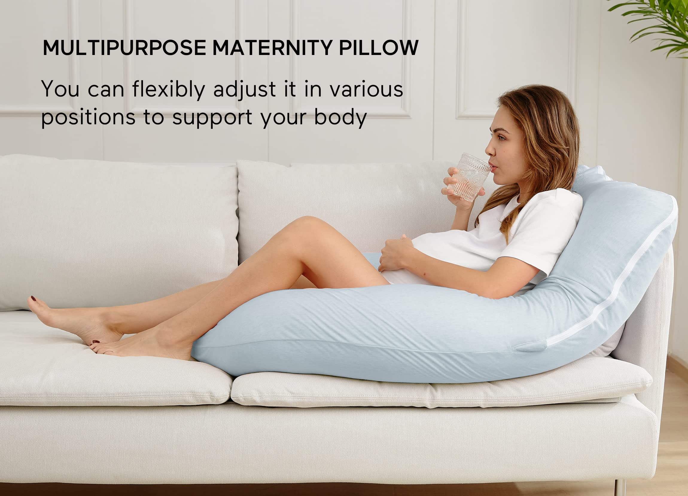 Foto 5 | Almohada De Embarazo Momcozy En Forma De U Para Todo El Cuerpo, Azul Claro - Venta Internacional.