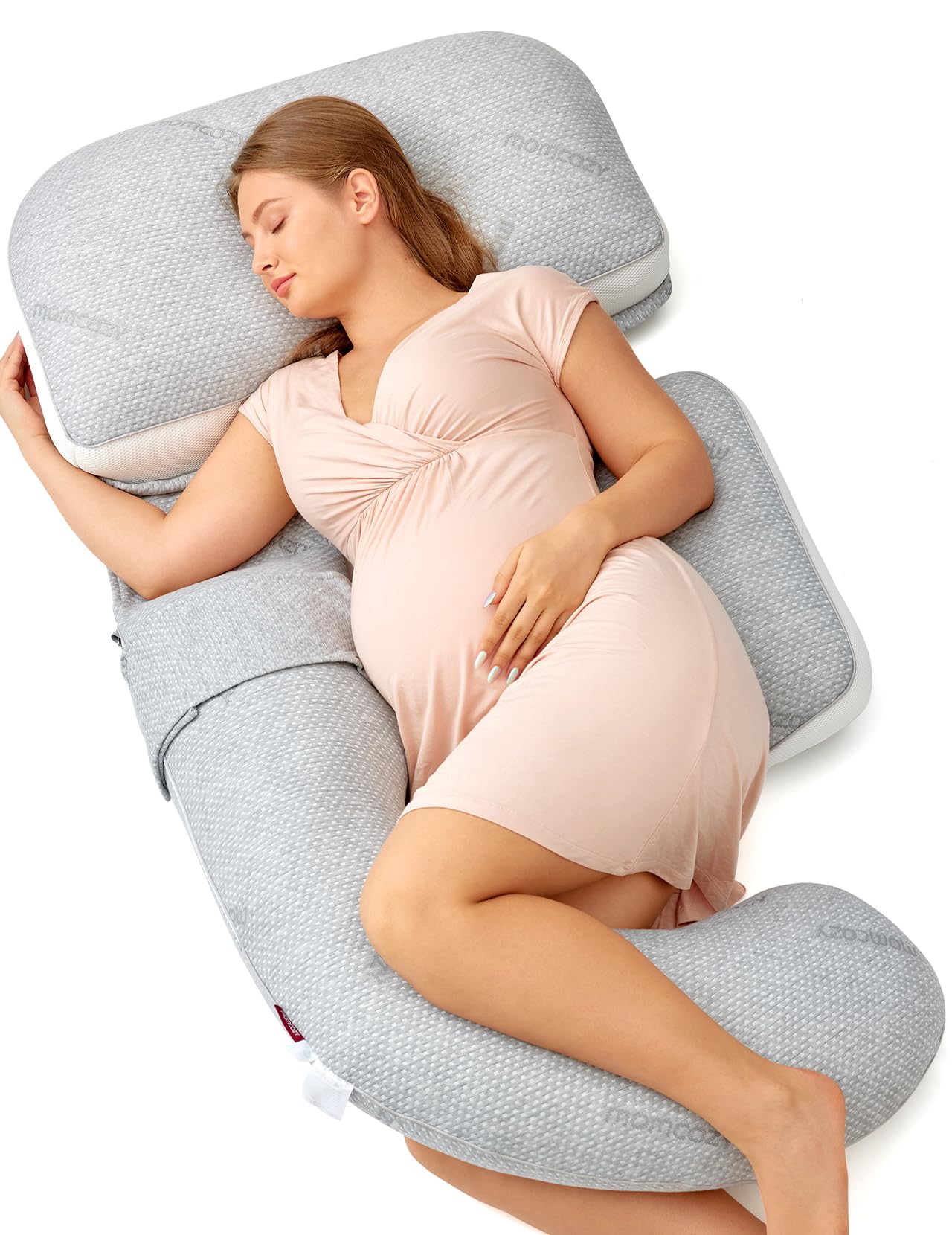 Foto 2 pulgar | Almohada De Embarazo Momcozy Original En Forma De G Con Cuña Para El Vientre, Color Gris - Venta Internacional.