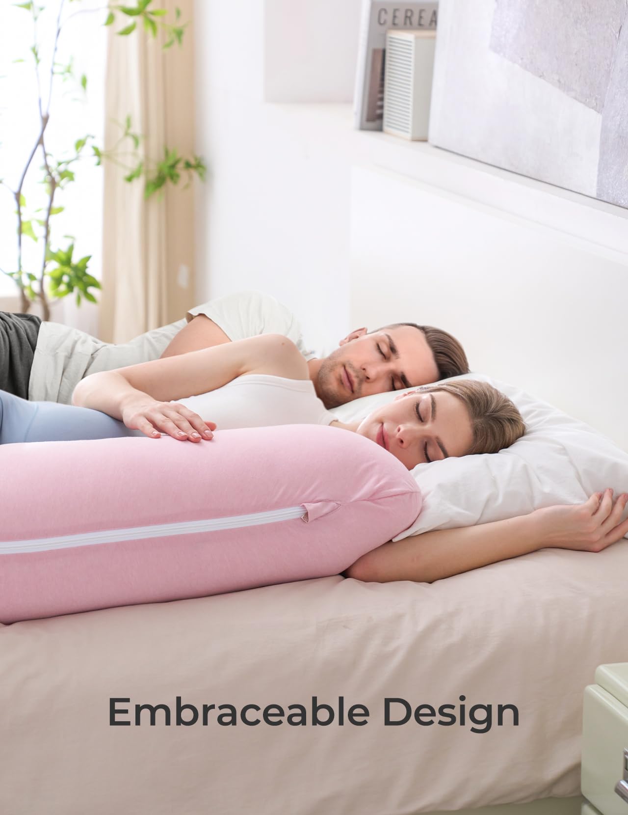 Foto 7 pulgar | Almohada Corporal Momcozy En Forma De J Para Embarazo Con Funda De Jersey Rosa - Venta Internacional.