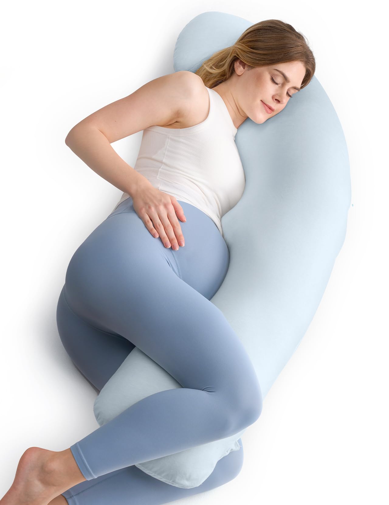 Foto 2 pulgar | Almohada De Embarazo Momcozy Maternity Body En Forma De J Azul - Venta Internacional.