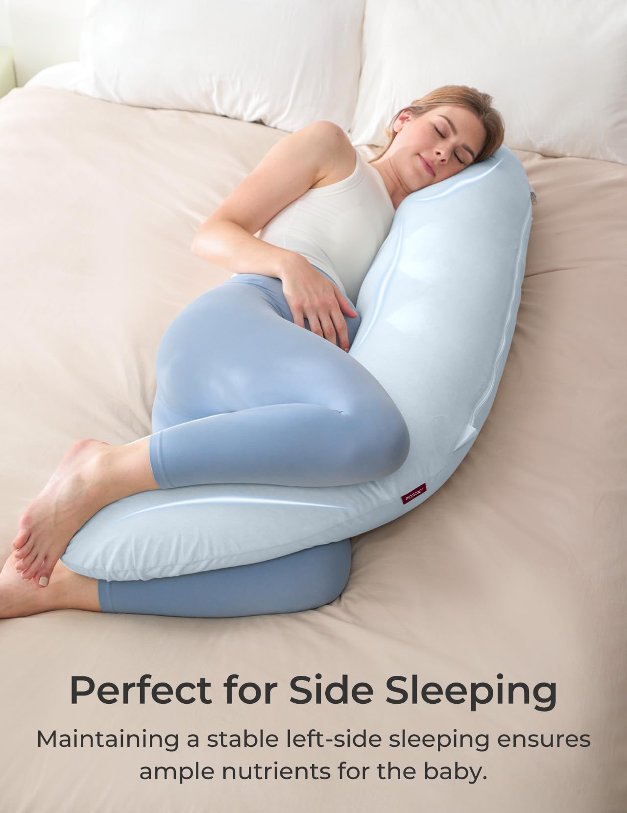 Foto 4 pulgar | Almohada De Embarazo Momcozy Maternity Body En Forma De J Azul - Venta Internacional.
