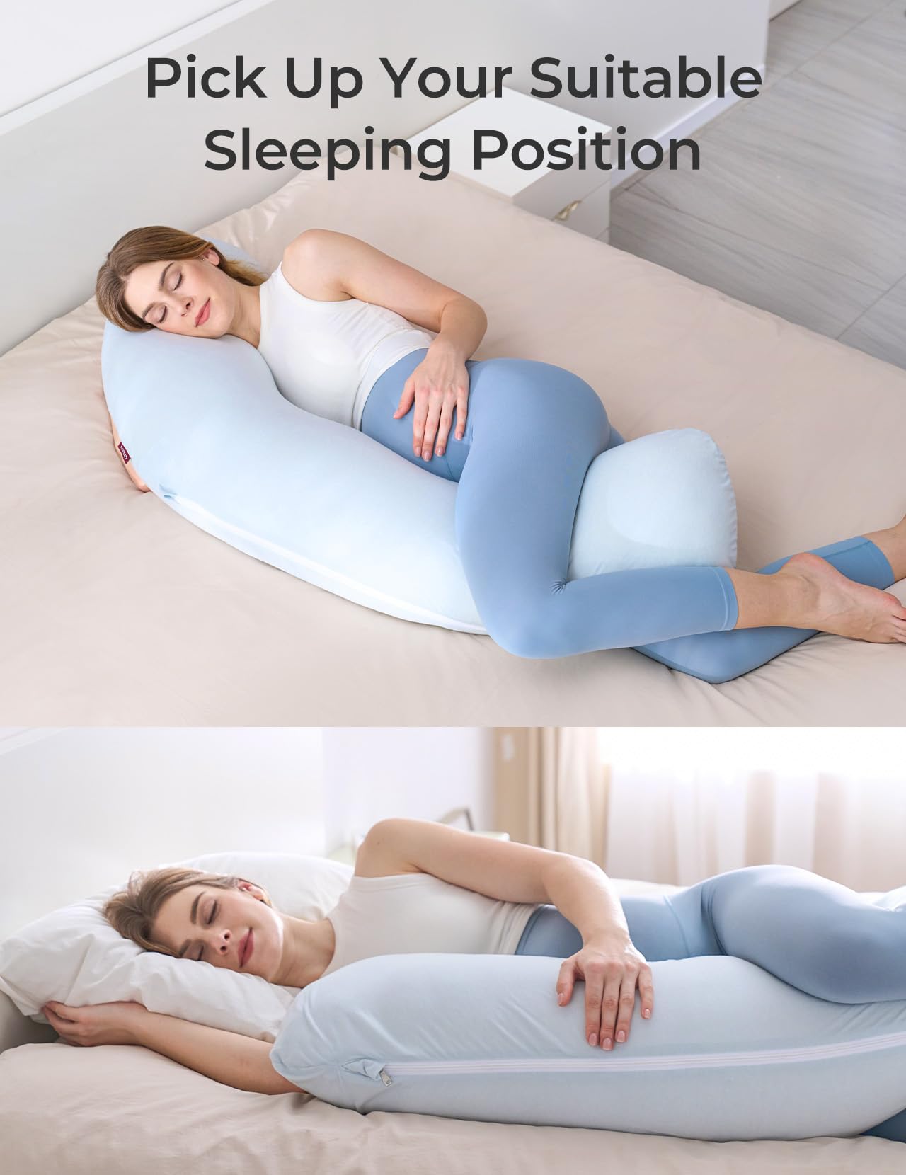 Foto 6 pulgar | Almohada De Embarazo Momcozy Maternity Body En Forma De J Azul - Venta Internacional.