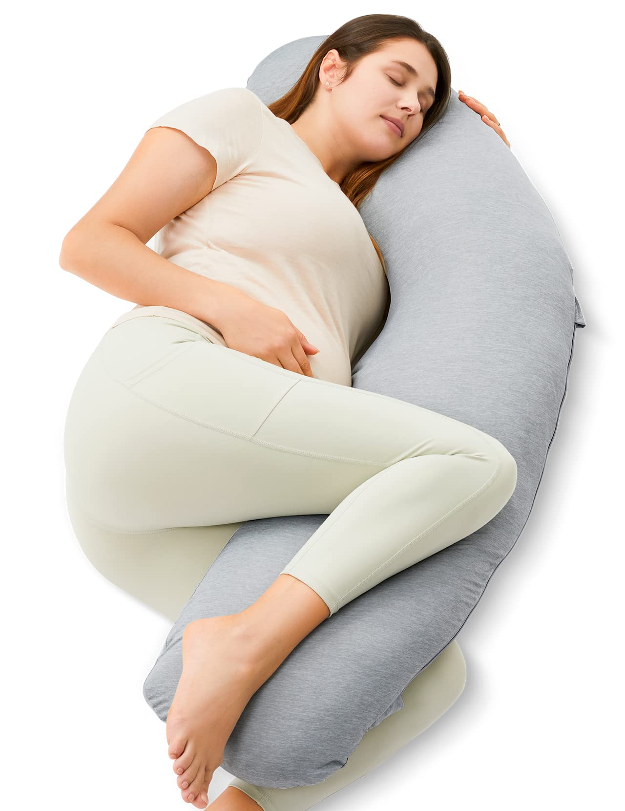 Foto 1 | Almohada De Embarazo Momcozy En Forma De J Con Funda De Refrigeración, Color Gris Oscuro - Venta Internacional.