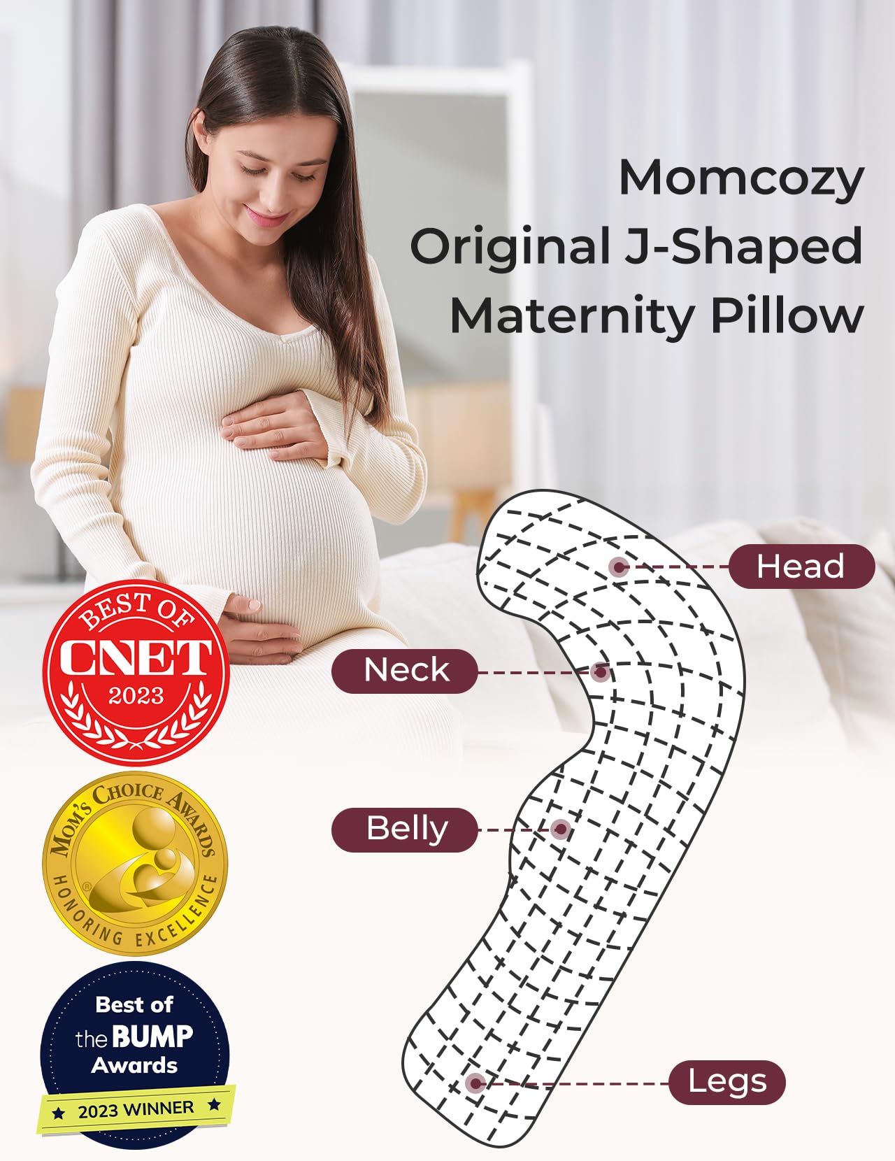 Foto 4 pulgar | Almohada De Embarazo Momcozy En Forma De J Con Funda De Refrigeración, Color Gris Oscuro - Venta Internacional.