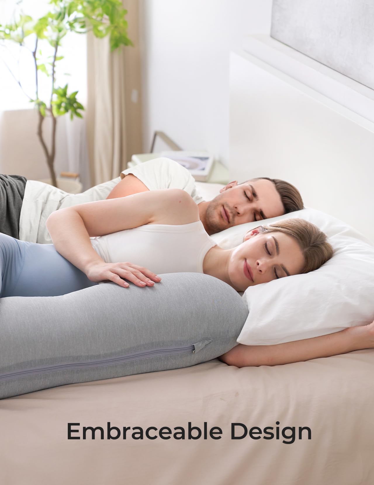 Foto 7 | Almohada De Embarazo Momcozy En Forma De J Con Funda De Refrigeración, Color Gris Oscuro - Venta Internacional.