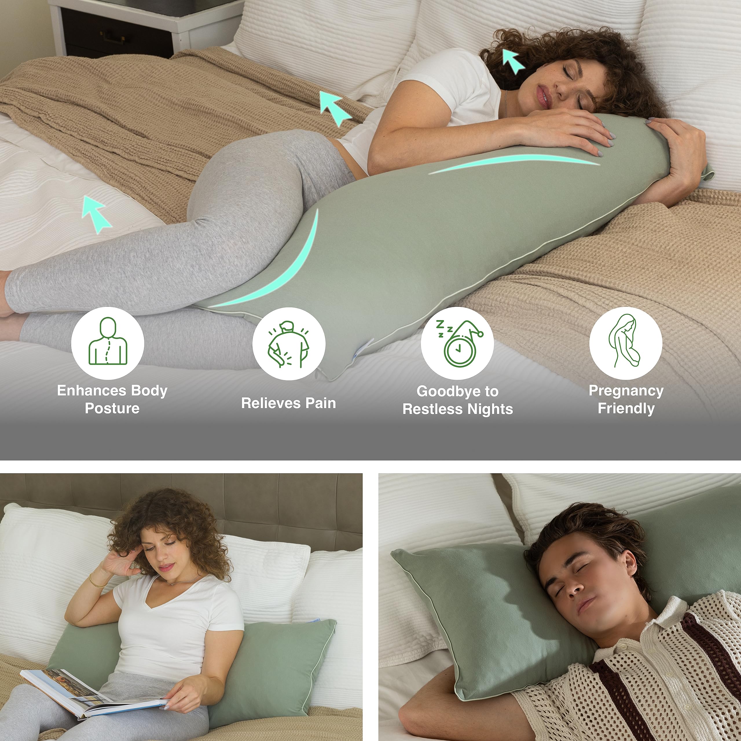 Foto 3 | Almohada Corporal Pharmedoc Bear Hug De Espuma Viscoelástica Con Funda De Refrigeración - Venta Internacional.