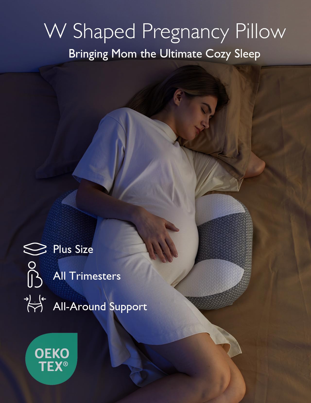 Foto 4 pulgar | Almohada De Embarazo Portátil Momcozy En Forma De W Para Dormir De Lado - Venta Internacional.