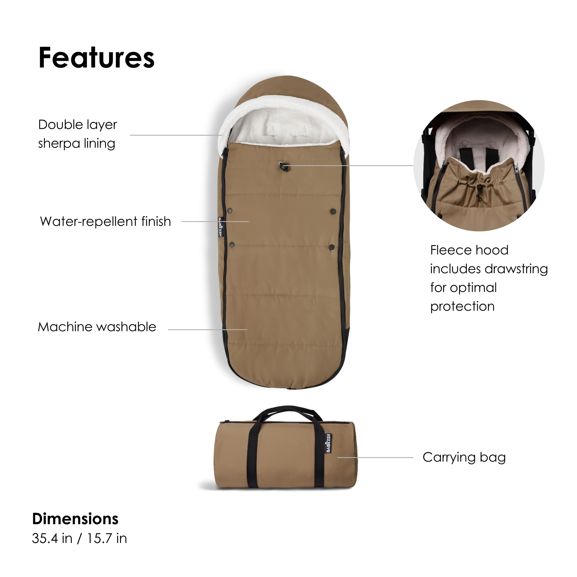 Foto 5 pulgar | Forro Polar Footmuff Stokke Babyzen Yoyo Toffee Sherpa - Venta Internacional