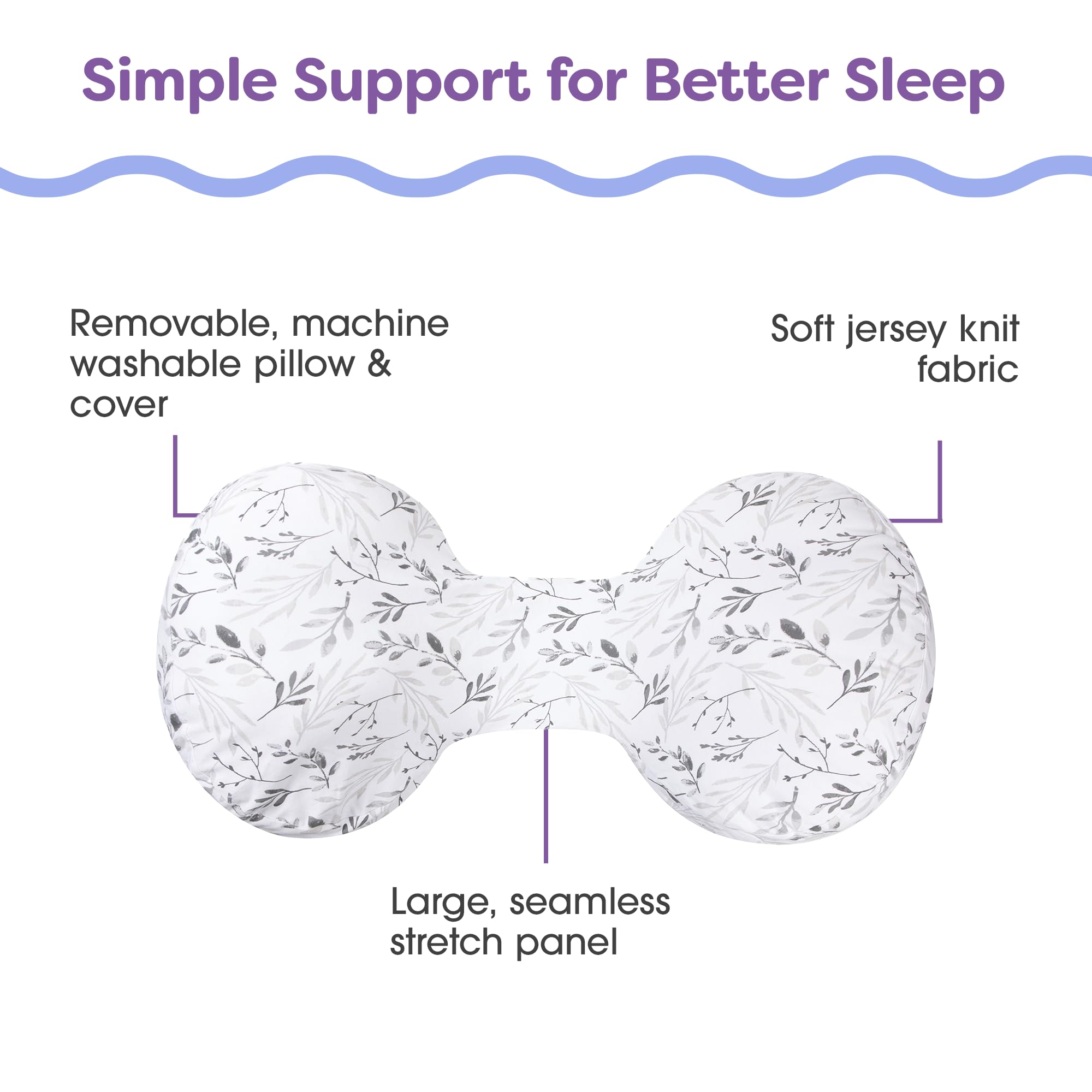 Foto 5 pulgar | Almohada De Embarazo Boppy Side Sleeper Grey Falling Leaves - Venta Internacional.