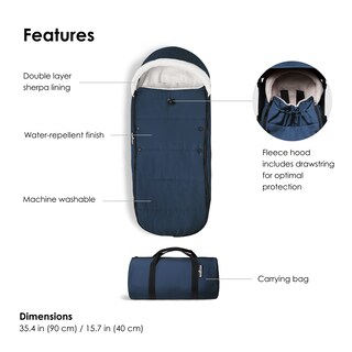 Foto 4 | Capucha De Forro Polar Footmuff Babyzen Yoyo, Azul Marino, Con Forro Sherpa - Venta Internacional.