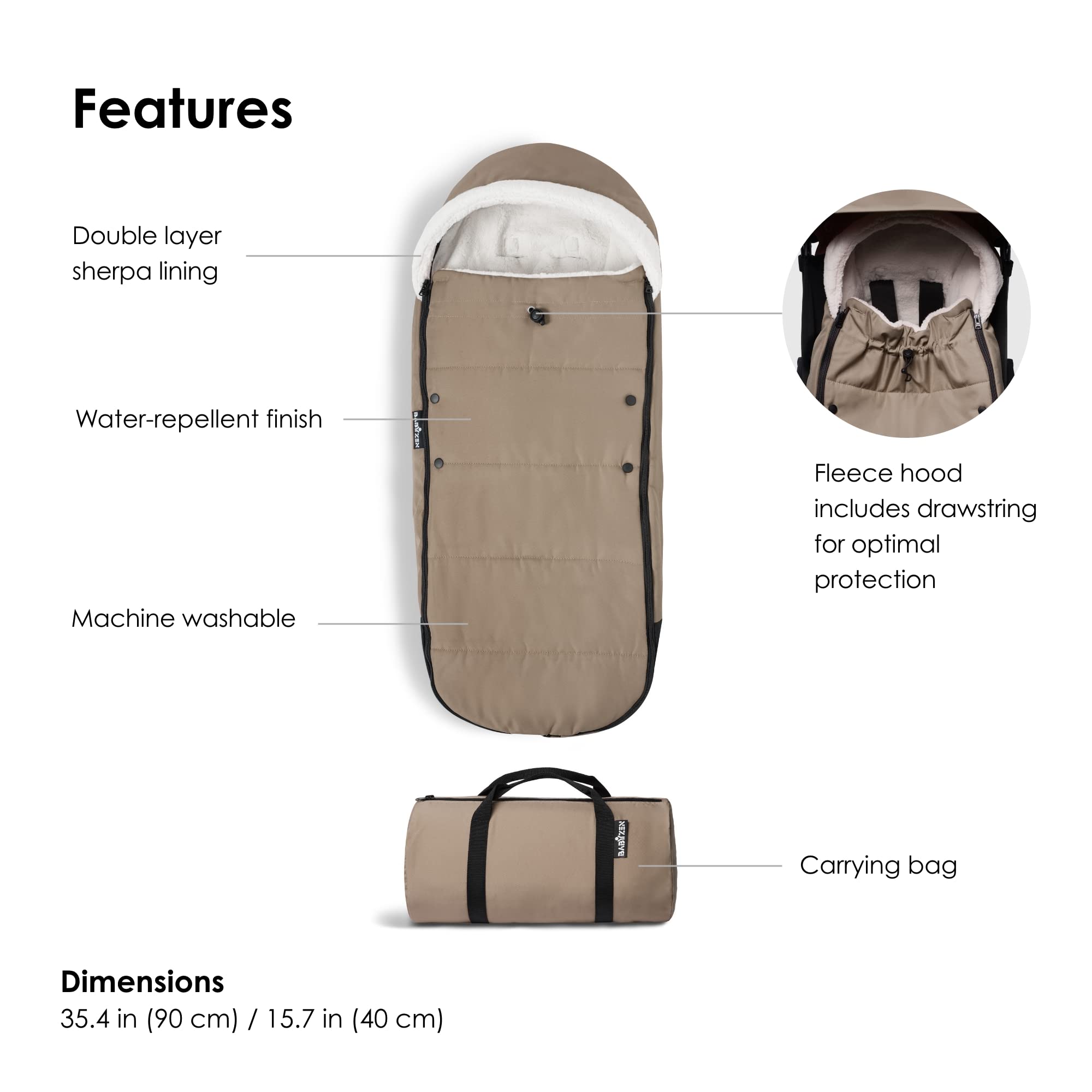 Foto 5 pulgar | Capucha De Forro Polar Footmuff Babyzen Yoyo, Color Topo - Venta Internacional.