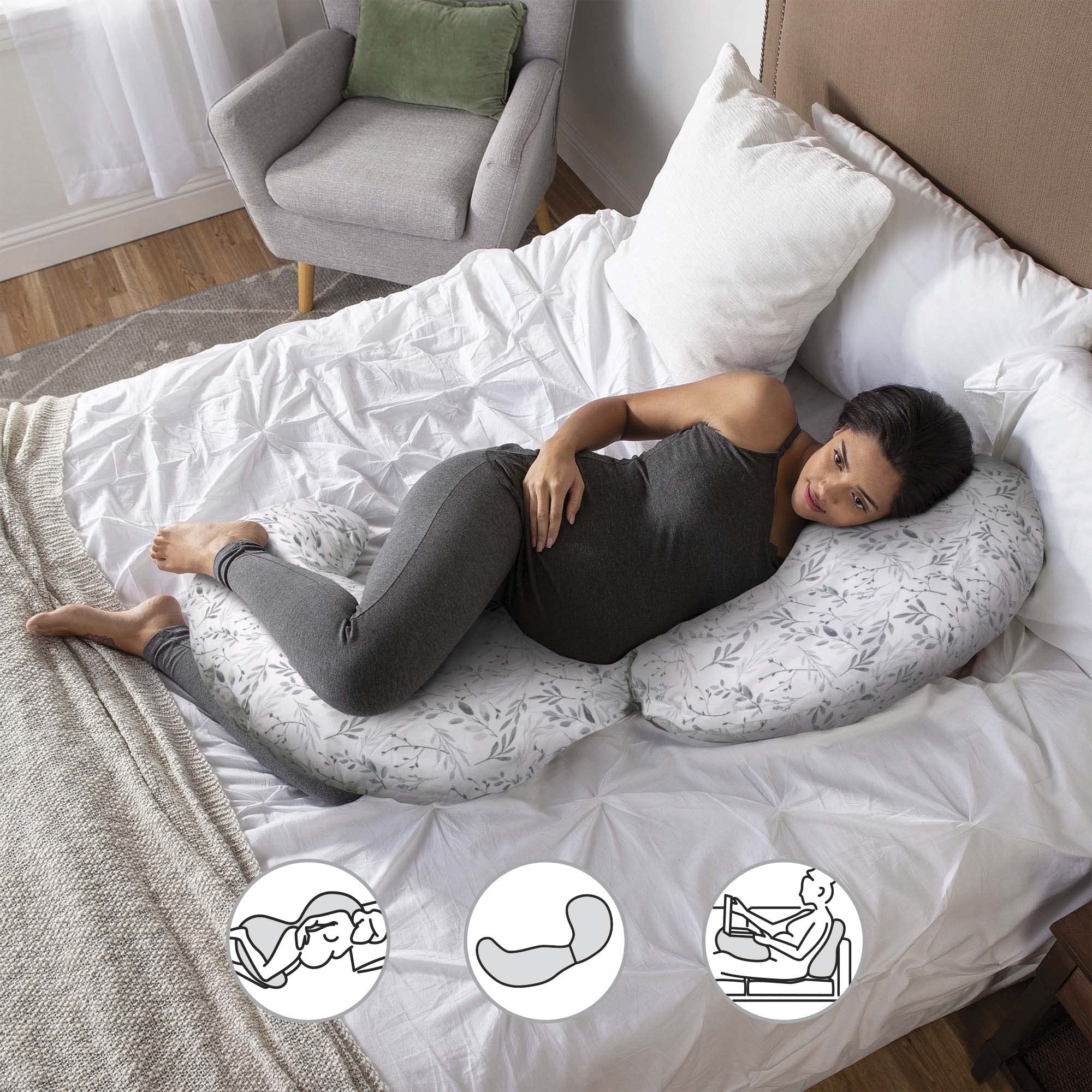 Foto 4 pulgar | Almohada De Embarazo Boppy Total Body Con Funda Extraíble, Color Gris - Venta Internacional.