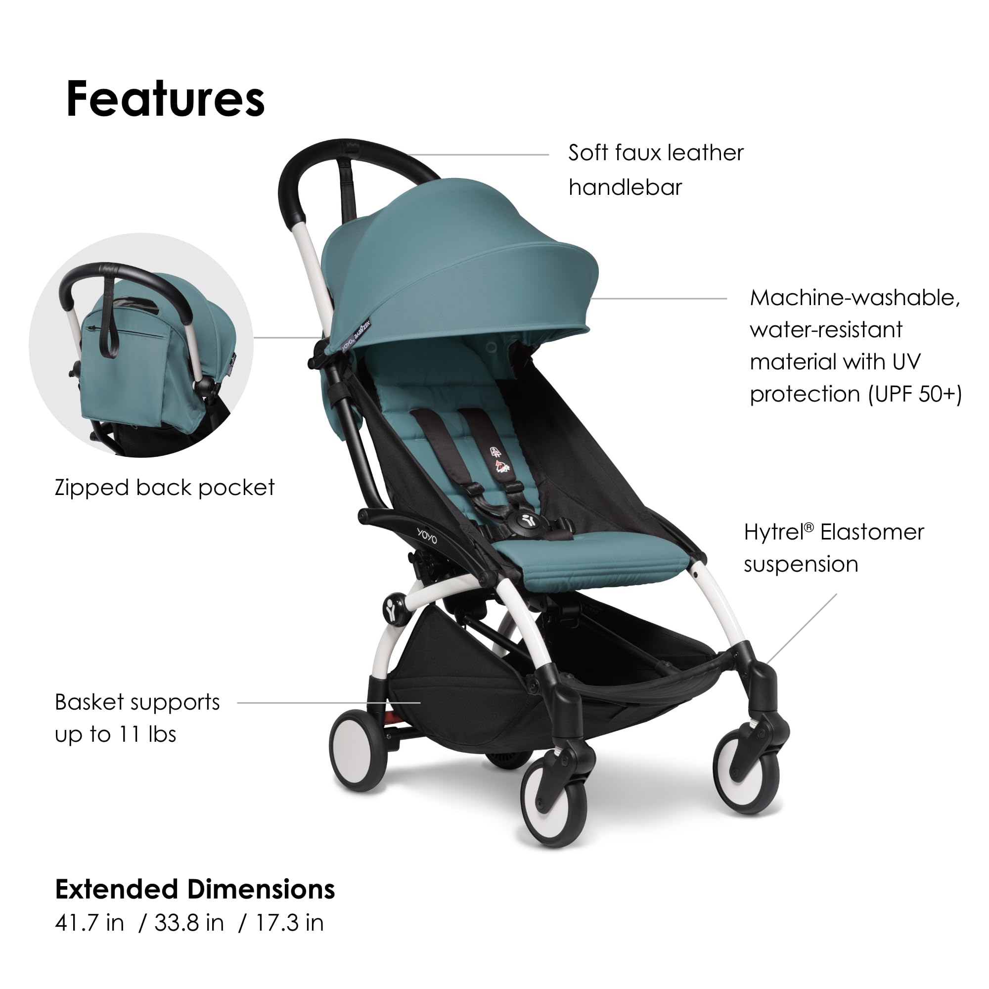 Foto 4 | Cochecito Babyzen Yoyo2 Ligero Y Compacto Blanco Aguamarina - Venta Internacional.
