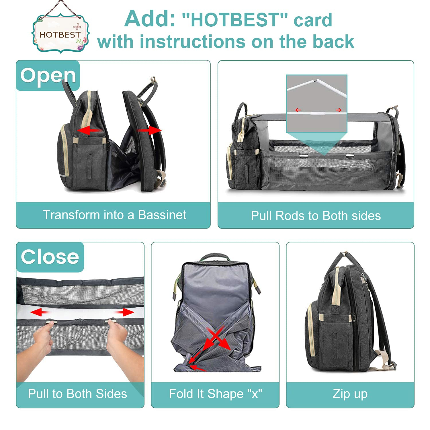 Foto 5 pulgar | Venta Internacional-mochila Para Pañales, Bolsa De Viaje Portátil Genérica