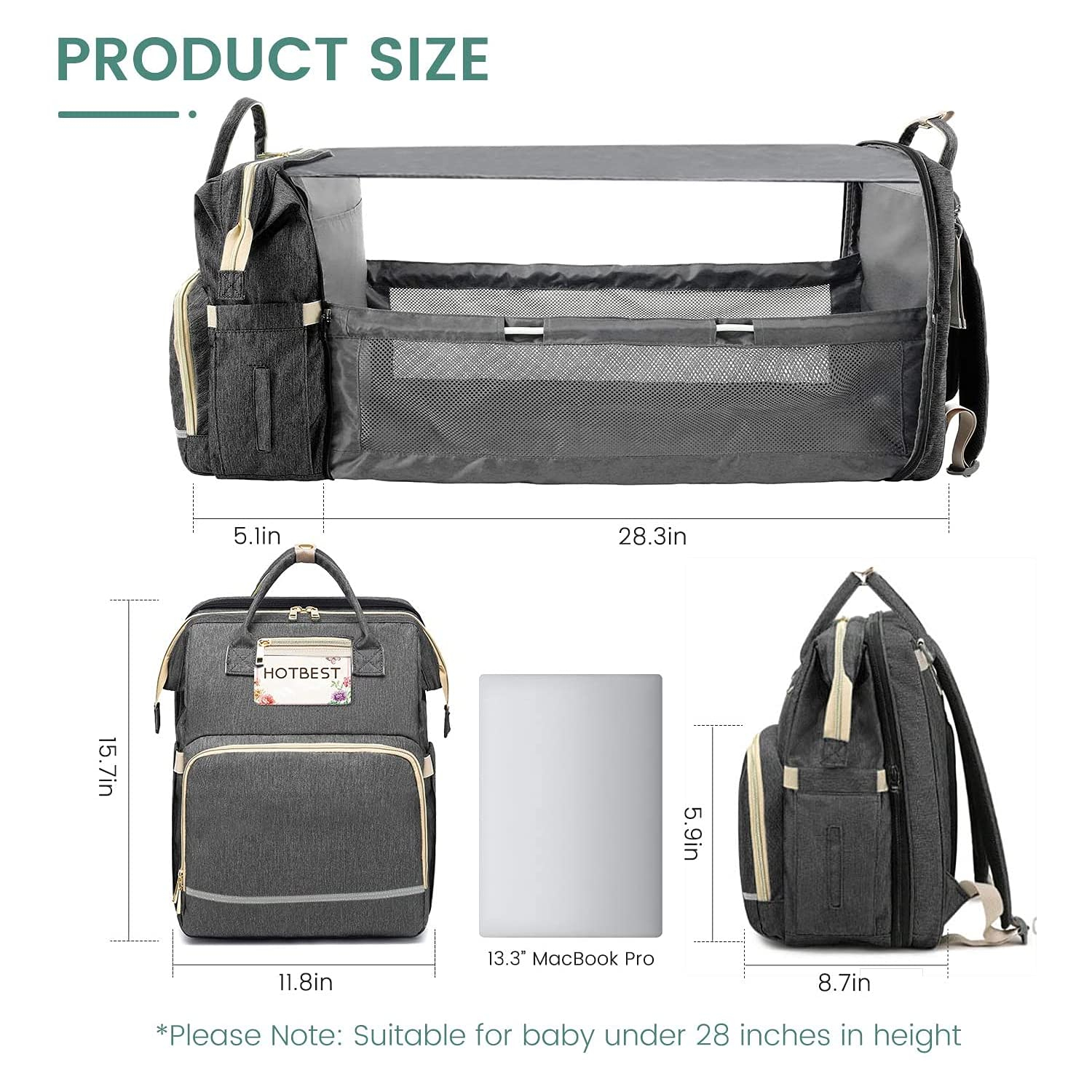 Foto 6 pulgar | Venta Internacional-mochila Para Pañales, Bolsa De Viaje Portátil Genérica