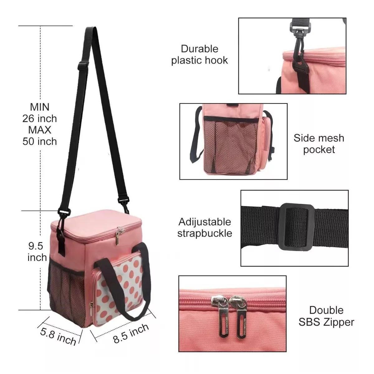 Foto 3 | Lonchera Térmica de Gran Capacidad Eo Safe Imports ESI-11426 Rosa con Correas