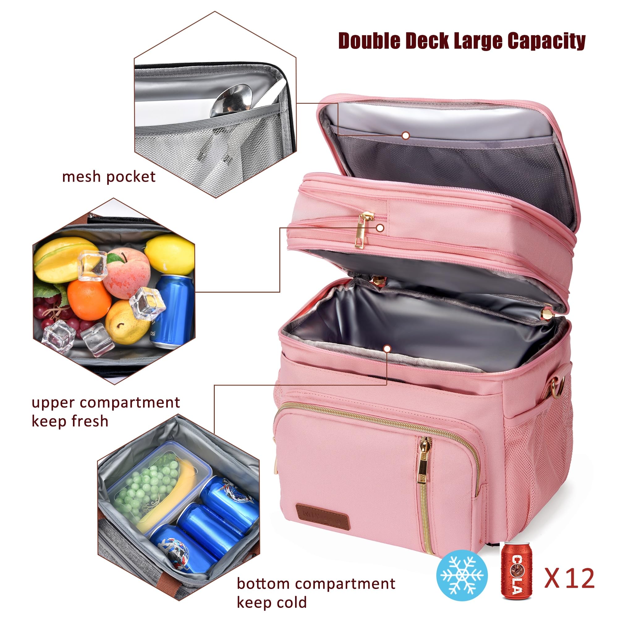 Foto 6 pulgar | Lonchera Miycoo Doble Cubierta Aislante Rosa 15 L - Venta Internacional