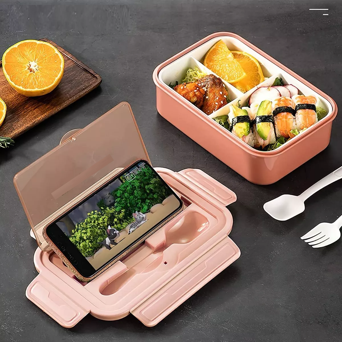 Foto 3 pulgar | Box Lunch Con Topper Y Cubiertos Capacidad 1100ml+lunchbolsa Eo Safe Imports Esi-11419-1 Rosa