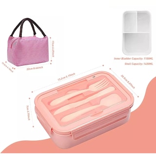 Foto 3 | Box Lunch Con Topper Y Cubiertos Capacidad 1100ml+lunchbolsa Eo Safe Imports Esi-11419-1 Rosa