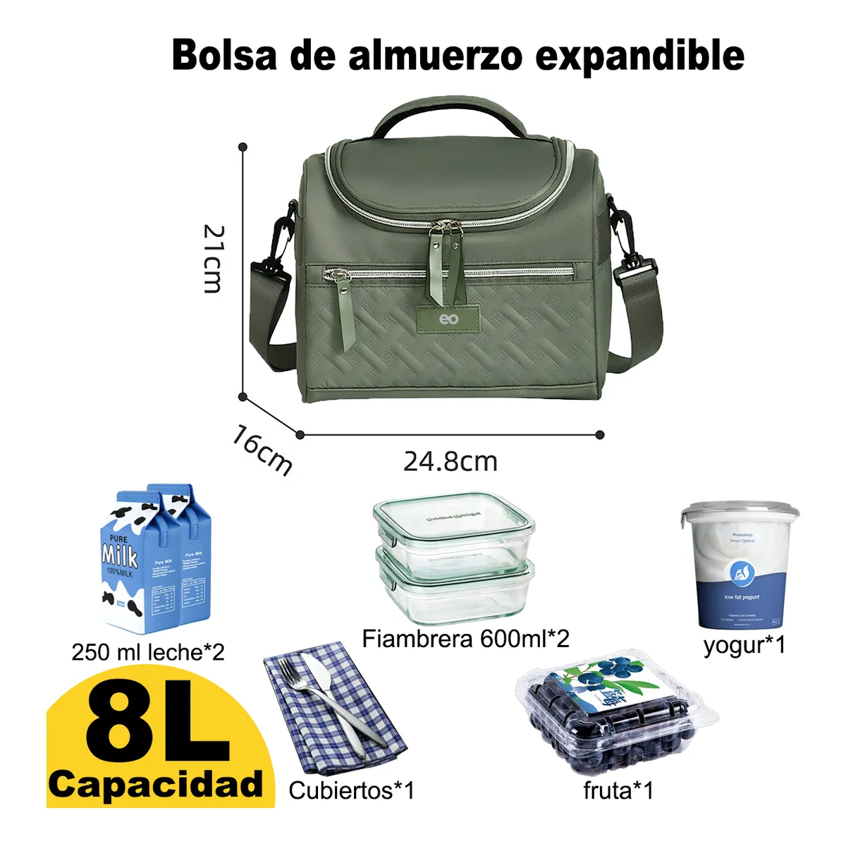 Foto 3 pulgar | Lonchera Térmica Gran Capacidad 8l Eo Safe Imports Esi-19515 Verde