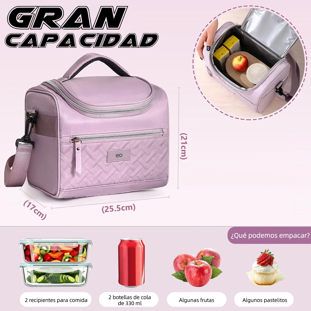 Foto 4 pulgar | Lonchera Térmica Gran Capacidad 8l Eo Safe Imports Esi-19516 Rosa