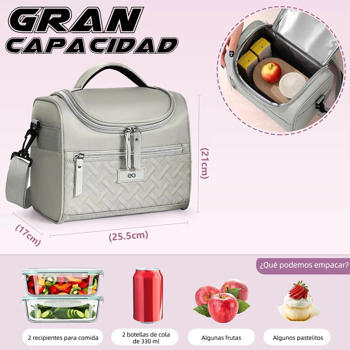 Foto 4 pulgar | Lonchera Térmica Gran Capacidad 8l Eo Safe Imports Esi-19513 Gris