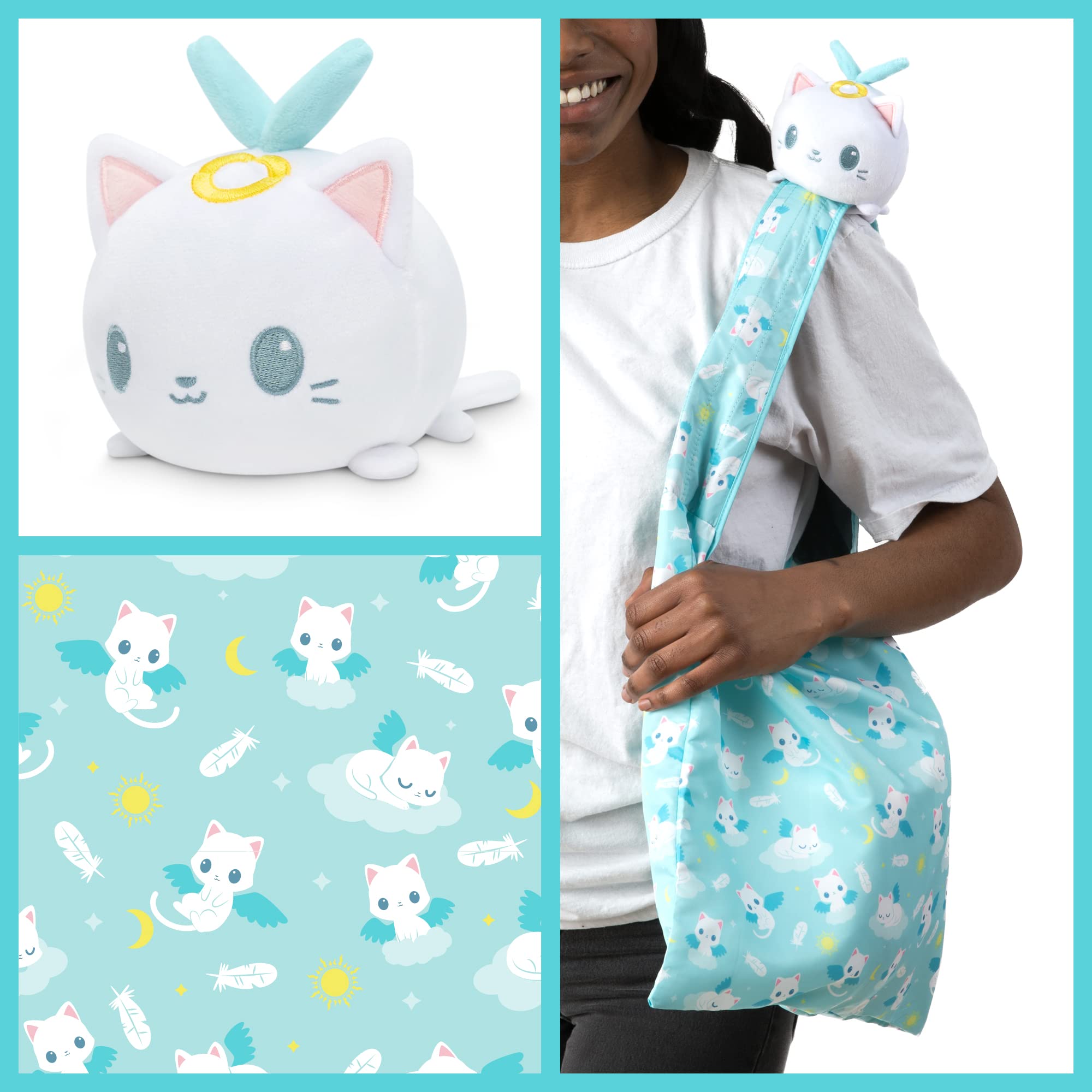 Foto 2 | Bolso De Mano De Peluche Teeturtle Angel Cats Con Pulpo Reversible - Venta Internacional.