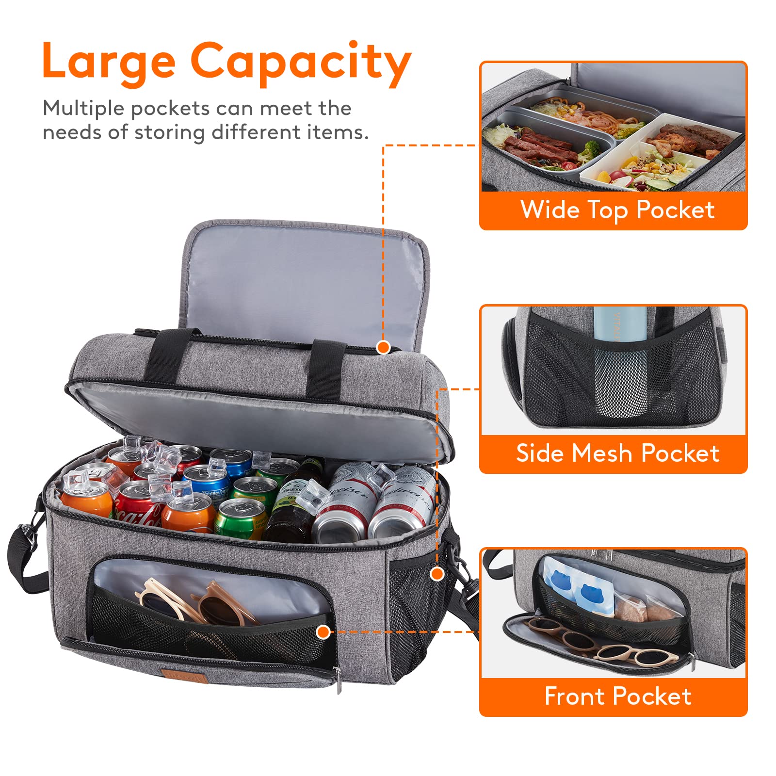 Foto 4 pulgar | Bolsa Térmica Lifewit, Grande, 23 L/32 Latas, Aislante, Gris - Venta Internacional.
