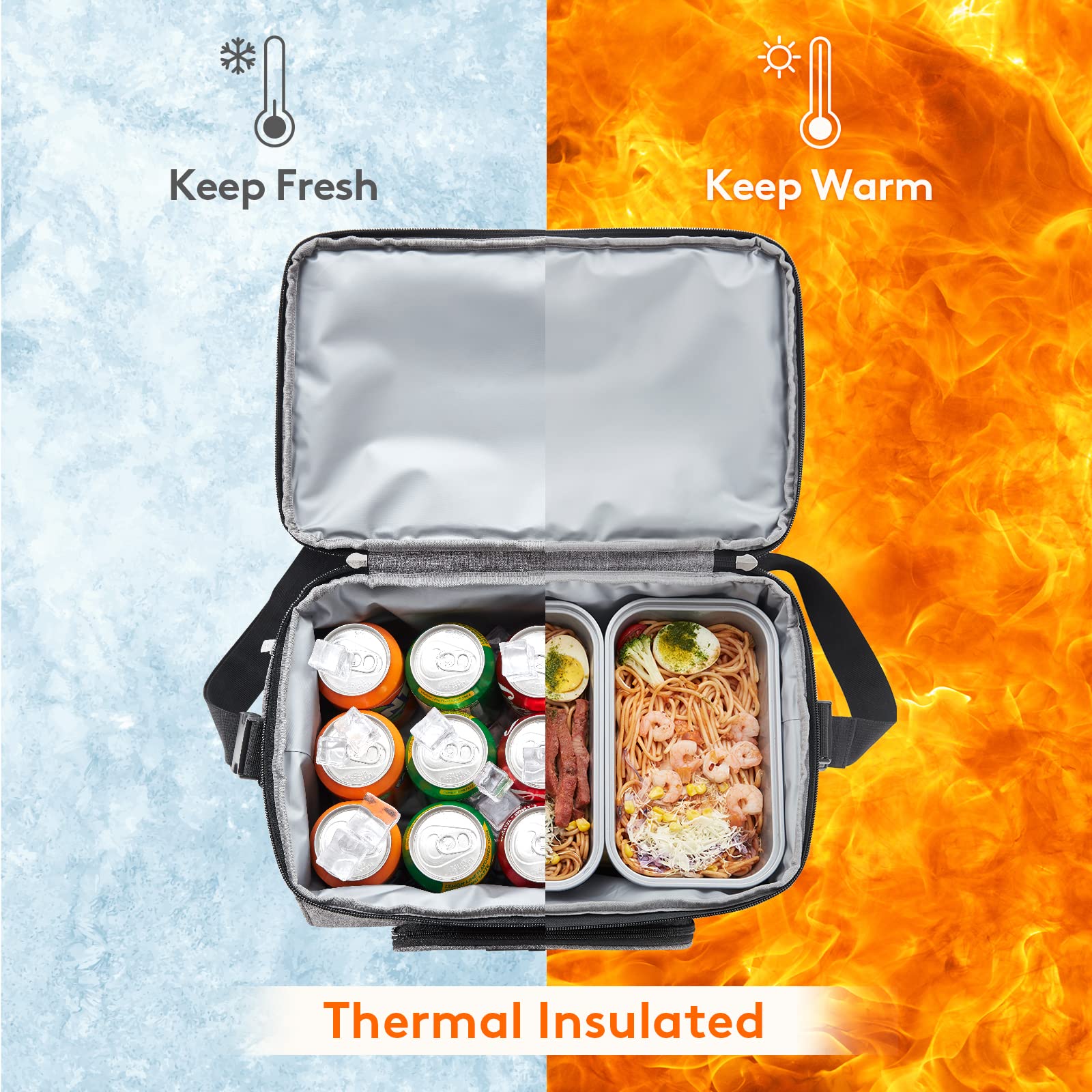 Foto 5 pulgar | Bolsa Térmica Lifewit, Grande, 23 L/32 Latas, Aislante, Gris - Venta Internacional.