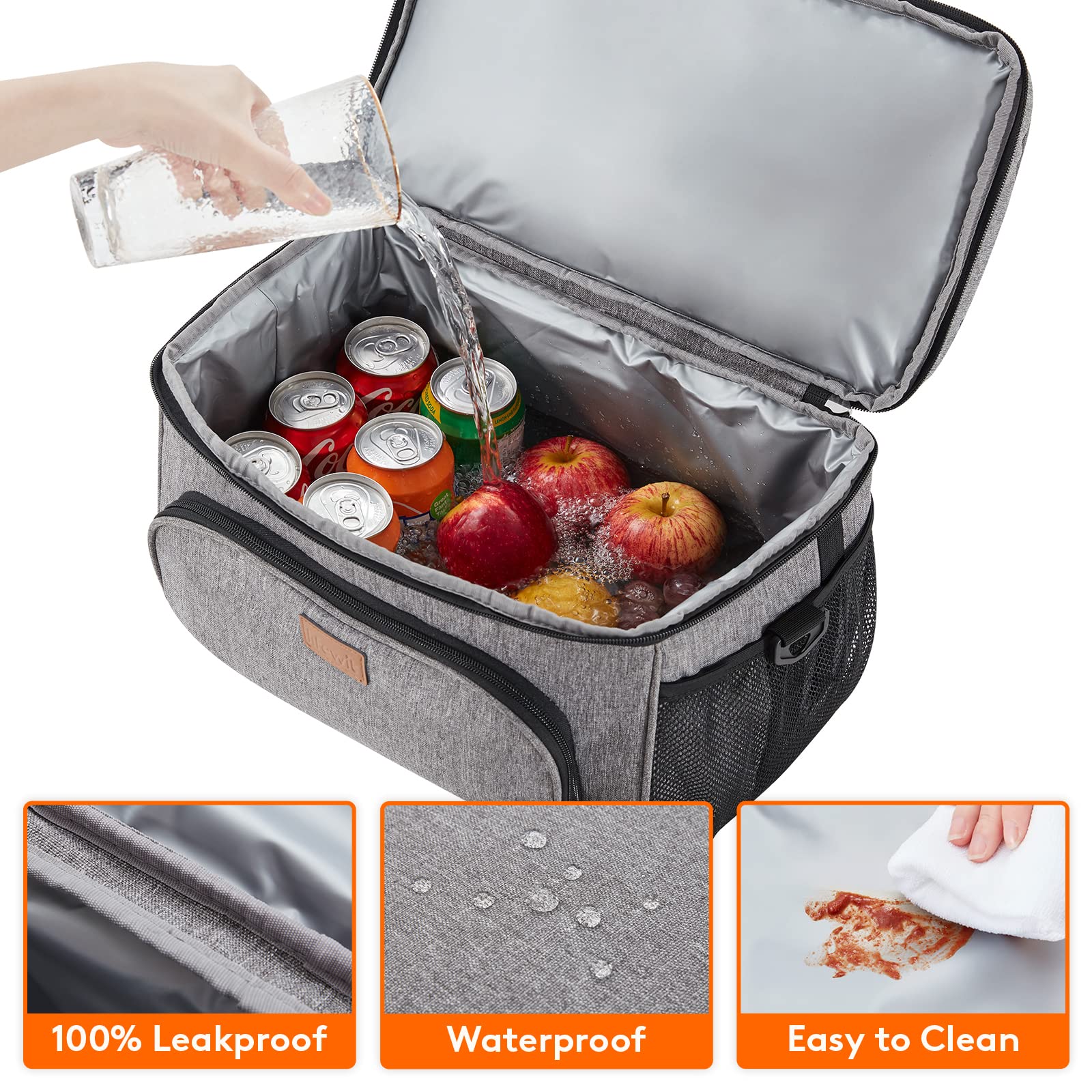 Foto 6 pulgar | Bolsa Térmica Lifewit, Grande, 23 L/32 Latas, Aislante, Gris - Venta Internacional.