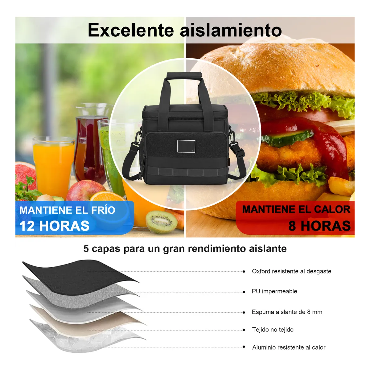 Foto 3 pulgar | Lonchera Térmica Fiambrera 12l Eo Safe Imports Esi-19837 Negro