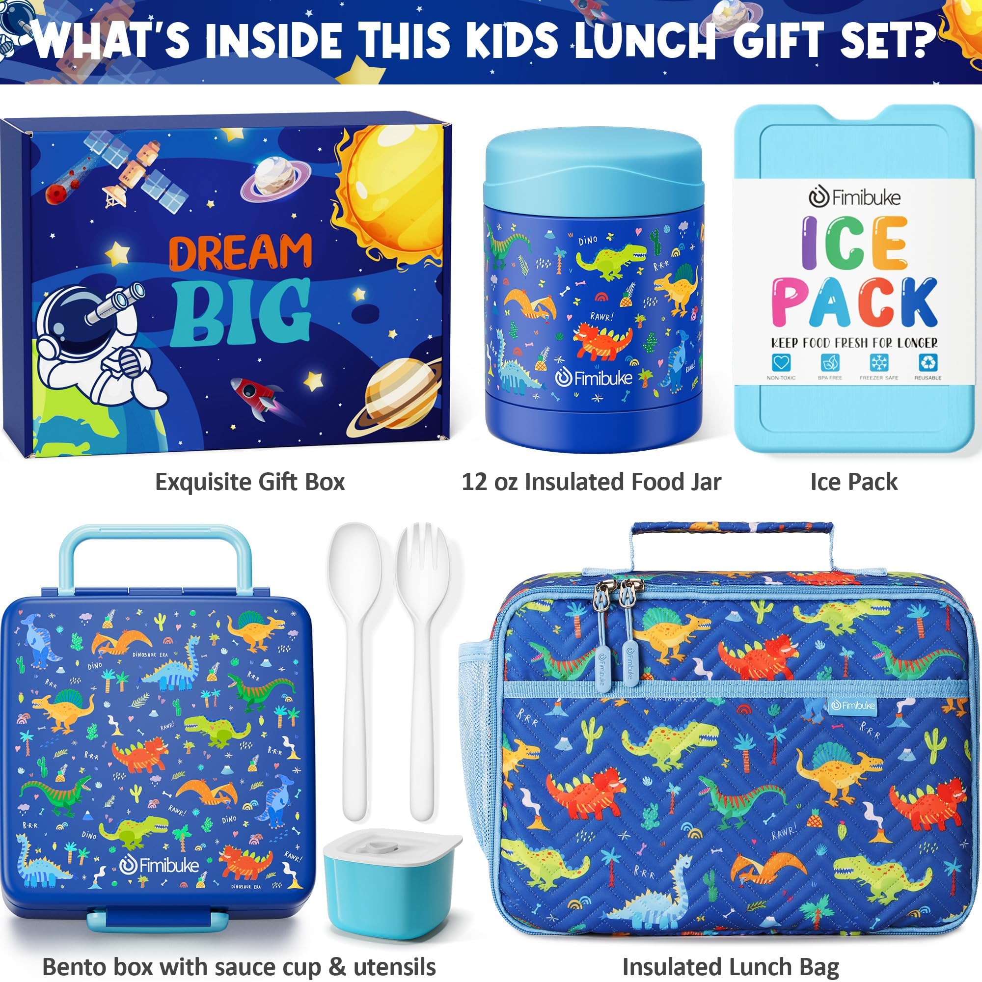 Foto 3 pulgar | Set De Loncheras Fimibuke Kids Bento Con Termo De 350 Ml, Bolsa Y Más - Venta Internacional.