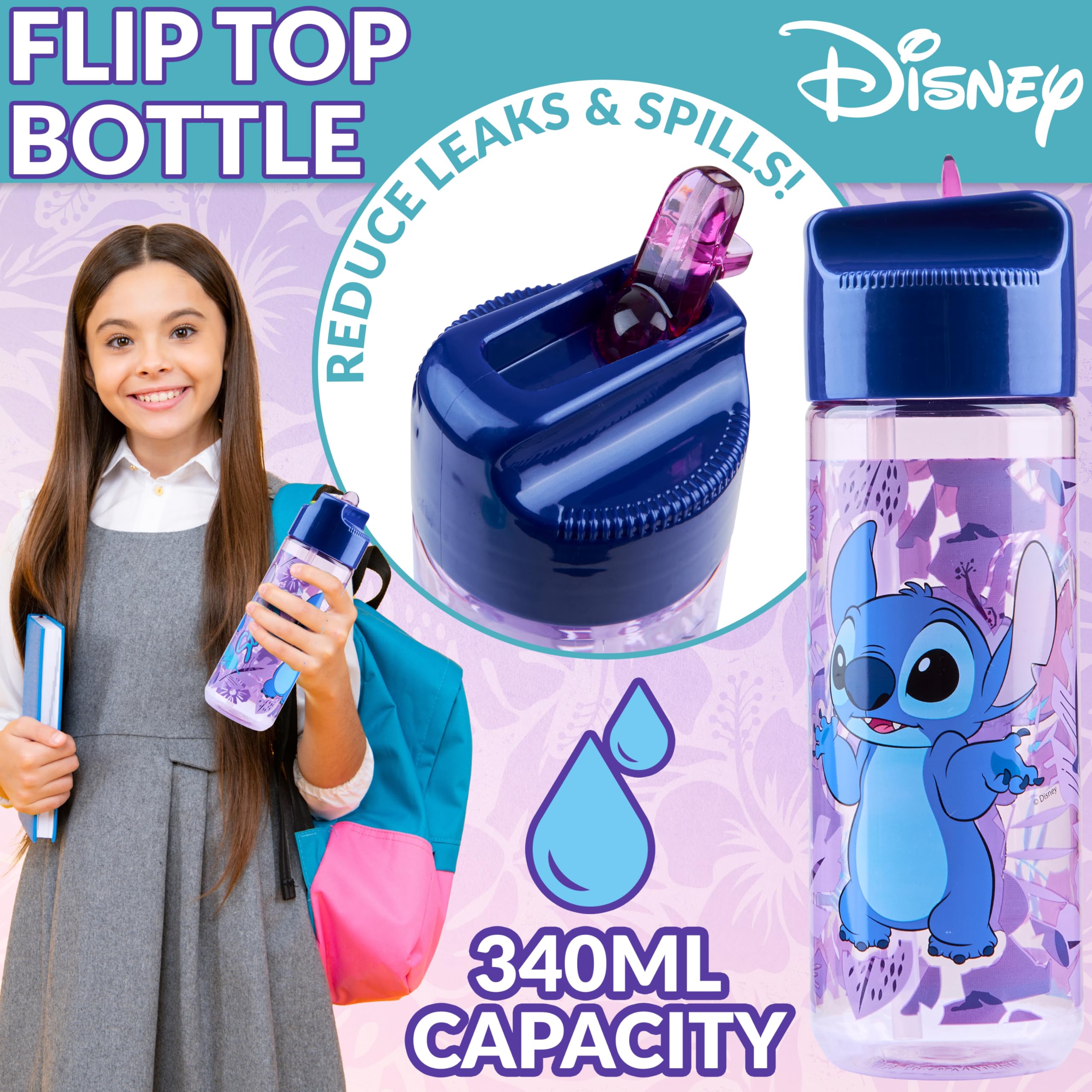 Foto 4 | Set De Loncheras Disney Stitch Kids Con Botella De Agua (azul/morado) - Venta Internacional.