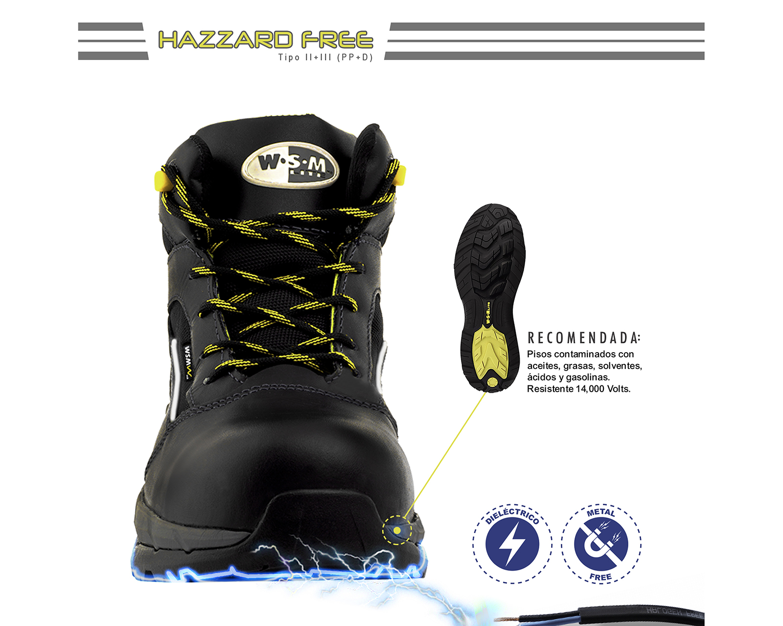 Foto 5 | Zapato de Seguridad Industrial Ultraligero Wsm Star Lite color Negro - Cómodo y Dieléctrico